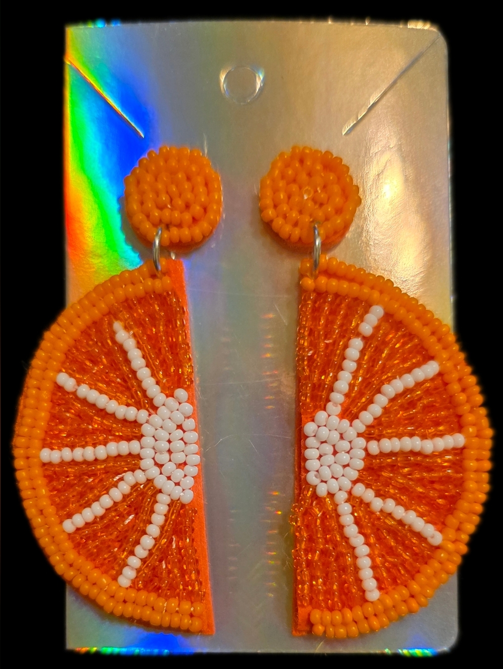 Beaded Orange Slice Drop Earrings